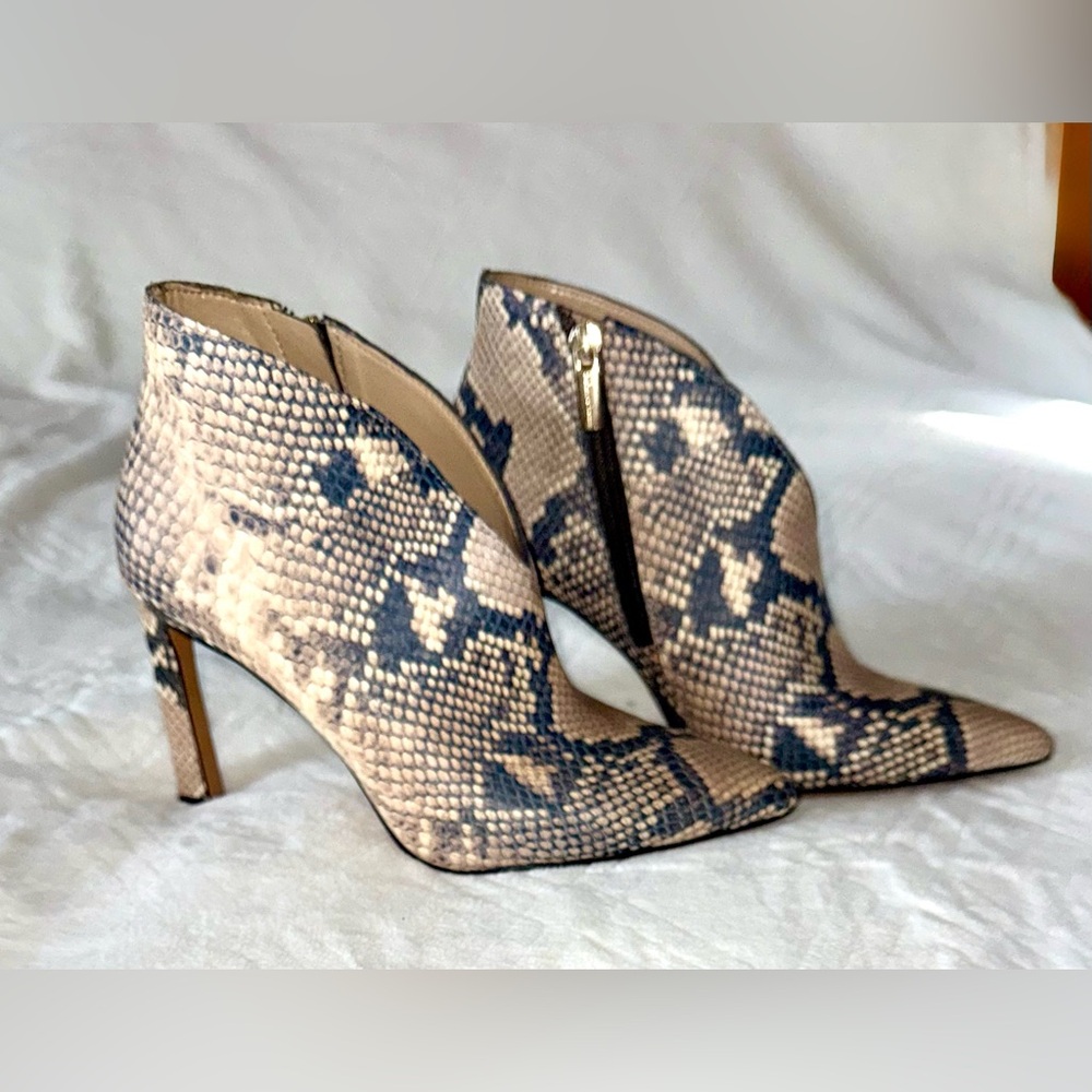 Vince Camuto Snakeskin Ankle Boots - Black and Cream - Picture 2 of 8